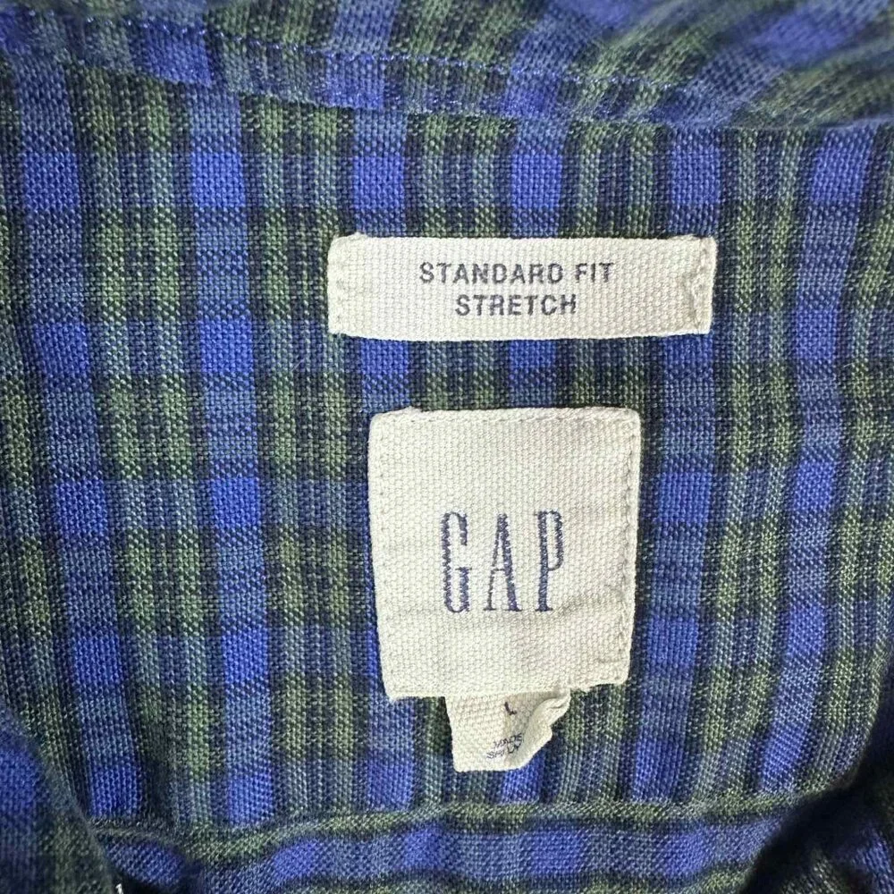 GAP Men’s L Standard Fit‎ Stretch Plaid Button-Down Shirt - Picture 14 of 14